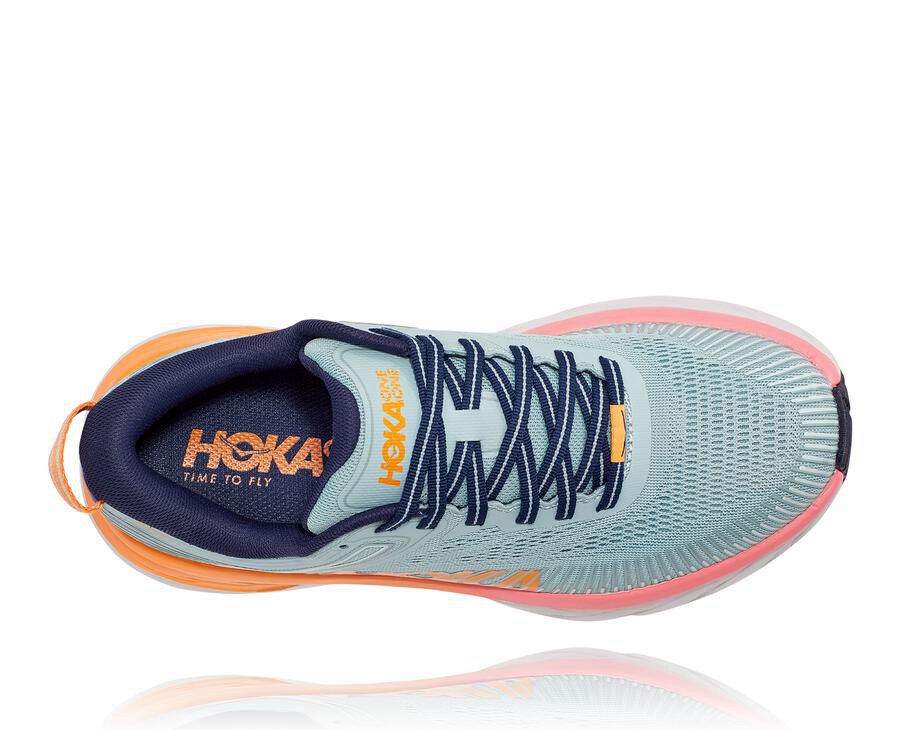 Running Shoes Womens - Hoka One One Bondi 7 - Blue - TUFNLPI-50